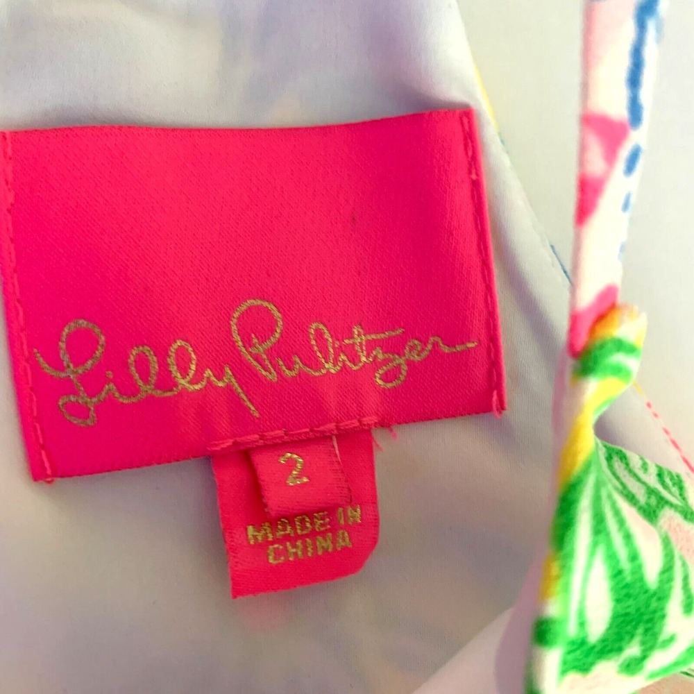 Lilly Pulitzer Pearl Romper Cheek to Cheek sz 2 Animals‎ Floral - Picture 3 of 8